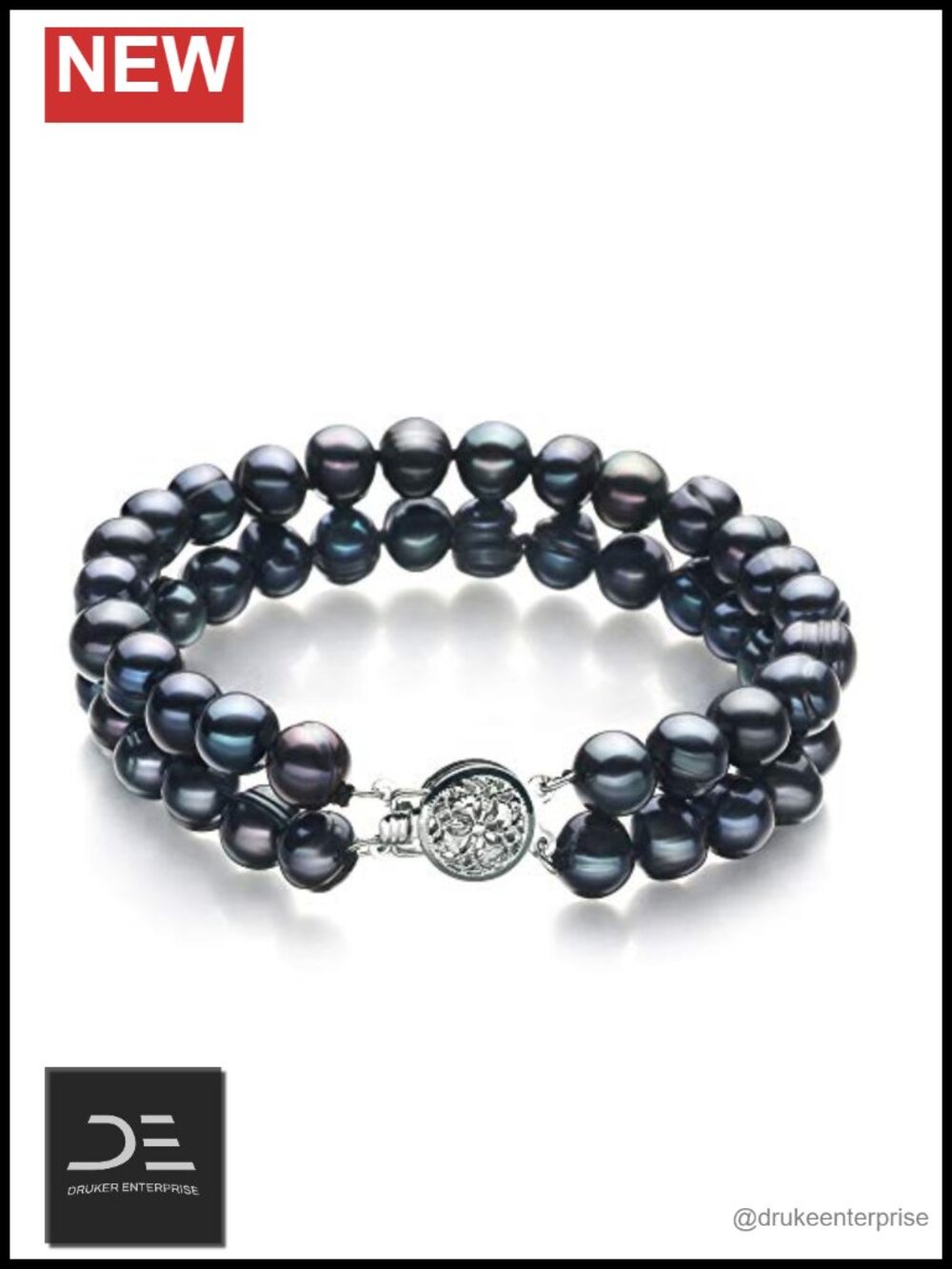 Double Strand Freshwater Pearl Bracelet Sterling Silver 7 Inch Gift Box